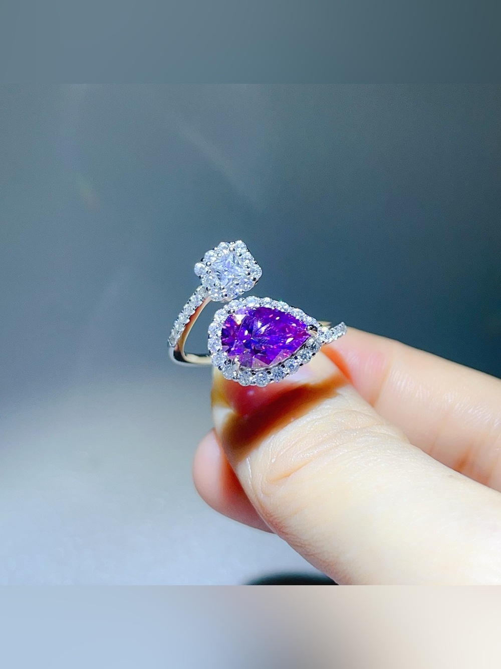 2 Carat Moissanite 925 Sterling Silver Bypass Ring